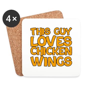 This Guy Loves Chicken Wings 2 - Coasters (set of 4) - white - Front