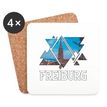 Freiburg Germany City Skyline Home Love - Coasters (set of 4) - white - Front
