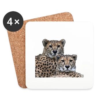 Famille guépard - Dessous de verre (lot de 4) - blanc - Devant