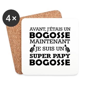 super papy bogosse / humour grand-père - Dessous de verre (lot de 4) - blanc - Devant