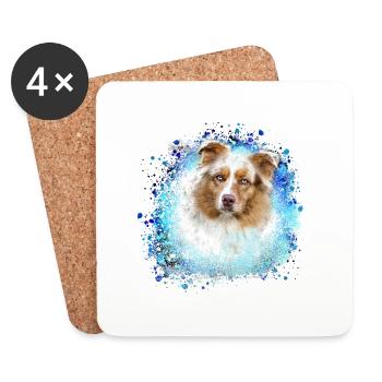 Australian shepherd, blue,graffiti, painting,dog - Coasters (set of 4) - white - Front