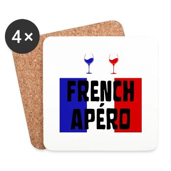 FRENCH APÉRO Vin Français bleu blanc et rouge - Dessous de verre (lot de 4) - blanc - Devant