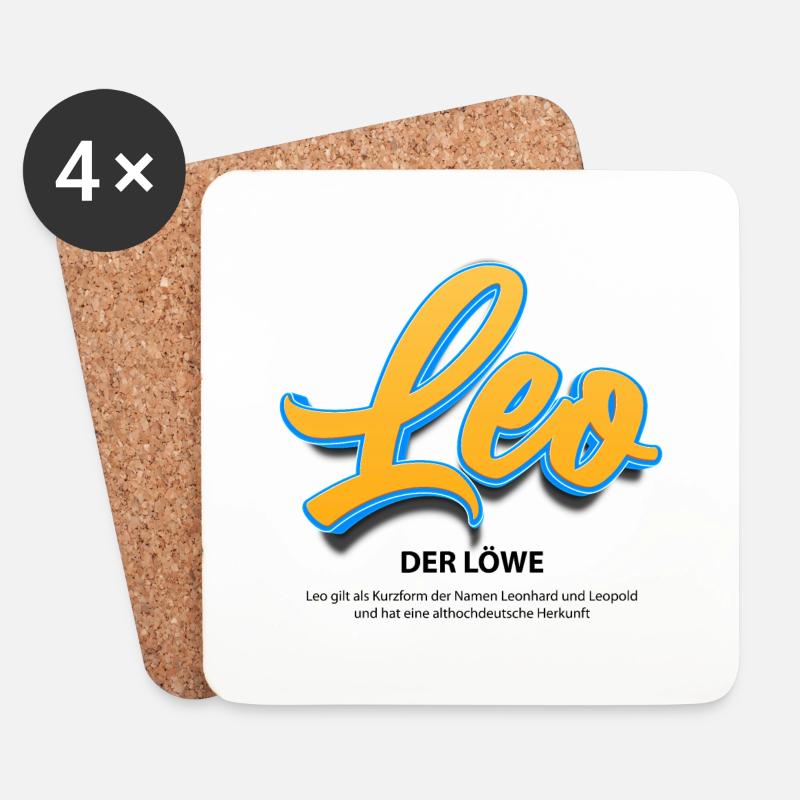 Leo in 3D mit Bedeutung - Untersetzer (4er-Set) - Weiß