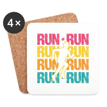Retro Vintage RUN - RUN Awesome Running T-Shirt - Coasters (set of 4) - white - Front