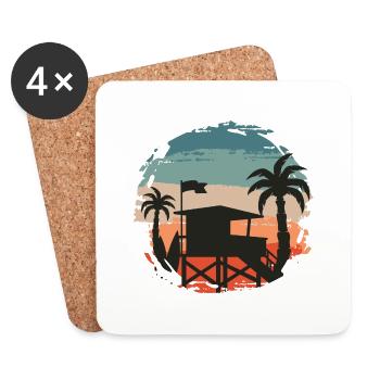 Beach Style: Sommer, Sonne, Palmen und Meer - Untersetzer (4er-Set) - Weiß - Vorne