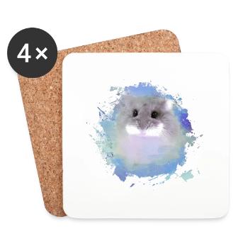 zwerghamster,hamster,bunt,graffiti,malerei,blau - Untersetzer (4er-Set) - Weiß - Vorne