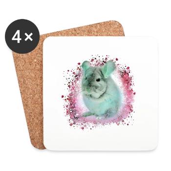 chinchilla,graffiti,malereir,blau,haustier,rosa - Untersetzer (4er-Set) - Weiß - Vorne