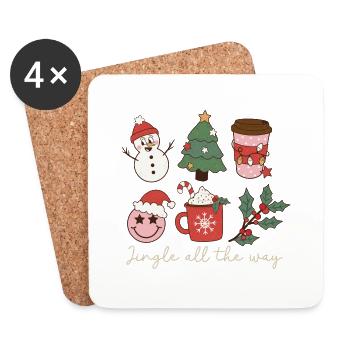 Jingle all t way Christmas Retro Christmas Song - Coasters (set of 4) - white - Front