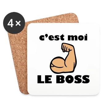 c'est moi le boss - Dessous de verre (lot de 4) - blanc - Devant