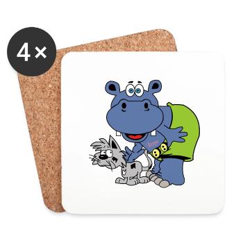 nilpferd katze hippo kinder cat tier baby kinder - Untersetzer (4er-Set) - Weiß - Vorne