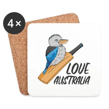 Kookaburra Jägerlieste Australie Raquette de cricket - Dessous de verre (lot de 4) - blanc - Devant