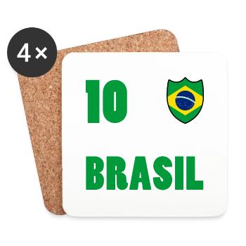 Brazil jersey 10 - Coasters (set of 4) - white - Front