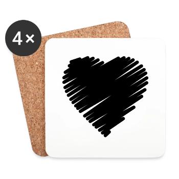 Scribble Heart - Coasters (set of 4) - white - Front