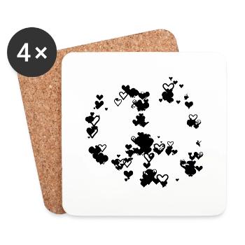 Vecteur de dessin dessiné à la paix - Dessous de verre (lot de 4) - blanc - Devant