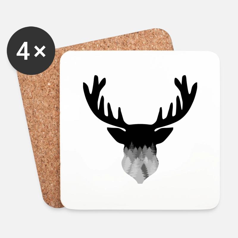 Waldhirsch - Untersetzer (4er-Set) - Weiß
