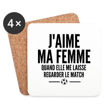 j aime ma femme / humour mari - Dessous de verre (lot de 4) - blanc - Devant