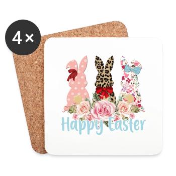 Joyeux Lapin de Pâques Oeuf de Pâques Fête de Pâques Pâques - Dessous de verre (lot de 4) - blanc - Devant