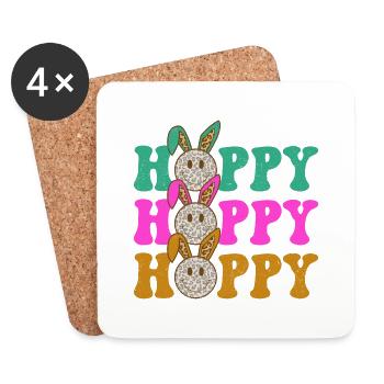 Joyeux Lapin de Pâques Oeuf de Pâques Fête de Pâques Pâques - Dessous de verre (lot de 4) - blanc - Devant