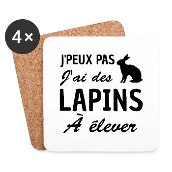 je peux pas j ai des lapins à élever - Dessous de verre (lot de 4) - blanc - Devant