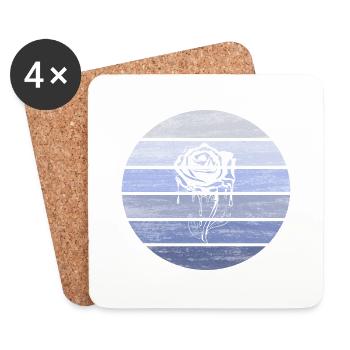 Rose, Fleur, Vintage, Rétro, Forêt, Cadeau - Dessous de verre (lot de 4) - blanc - Devant