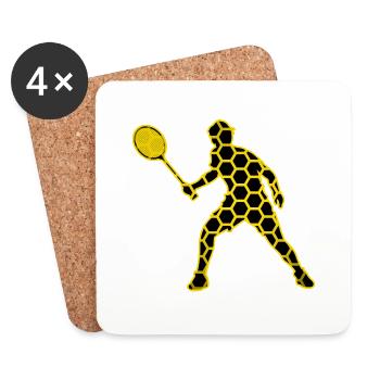 badminton badminton player crossminton badminton - Coasters (set of 4) - white - Front