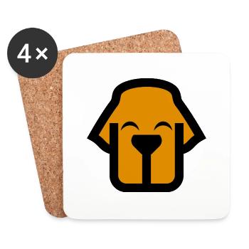 Hundegesicht Comic Logo - Untersetzer (4er-Set) - Weiß - Vorne