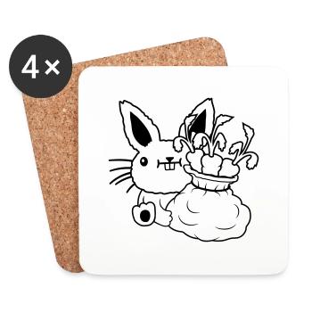 Carottes Sac de légumes Lapin de Pâques - Dessous de verre (lot de 4) - blanc - Devant