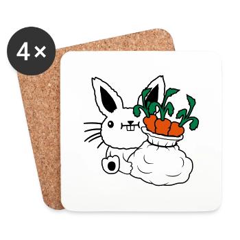 Karotten Gemüse Sack Osterhase - Untersetzer (4er-Set) - Weiß - Vorne