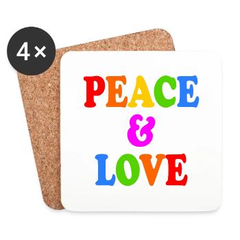 Peace and love - Coasters (set of 4) - white - Front