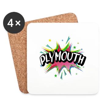 Plymouth Angleterre UK City Pop Art Comic Art - Dessous de verre (lot de 4) - blanc - Devant