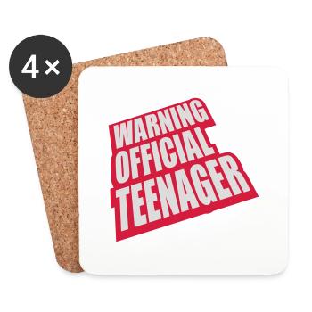 warning official teenage quote - Coasters (set of 4) - white - Front