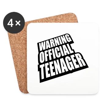 warning official teenage quote - Coasters (set of 4) - white - Front