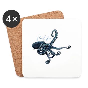 Oktopus - Krake - Untersetzer (4er-Set) - Weiß - Vorne