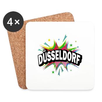 Dusseldorf Germany City Pop Art Comic Art - Coasters (set of 4) - white - Front