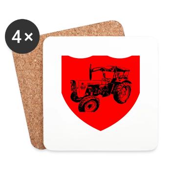 Tracteur - Dessous de verre (lot de 4) - blanc - Devant