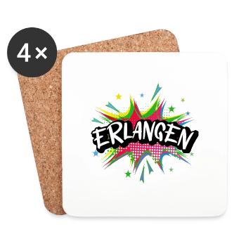 Erlangen Germany City Pop Art Comic Art - Coasters (set of 4) - white - Front