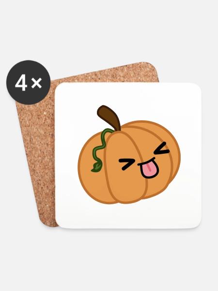 Kawaii pumpkin - Coasters (set of 4) - white