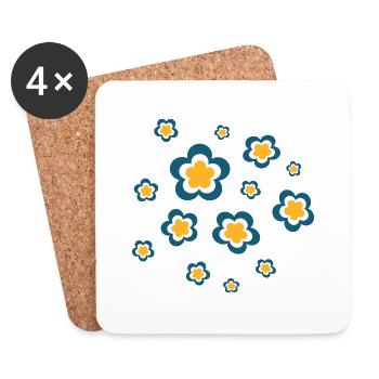 70s Flower Pattern Retro Hippie Flowers Power - Coasters (set of 4) - white - Front
