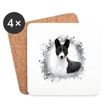basenji,dog,graffiti,painting - Coasters (set of 4) - white - Front