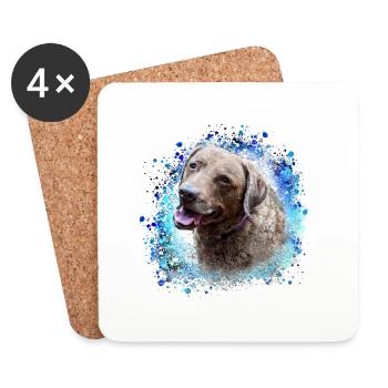 Chesapeake Bay Retriever,Retriver,Chien,Peinture - Dessous de verre (lot de 4) - blanc - Devant