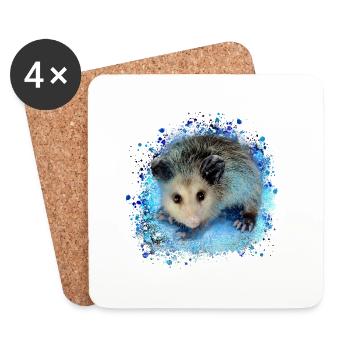 Opossum,mouse,rodent,graffiti - Coasters (set of 4) - white - Front