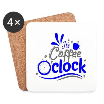 C’est Café o horloge Horloge à café Heure - Dessous de verre (lot de 4) - blanc - Devant