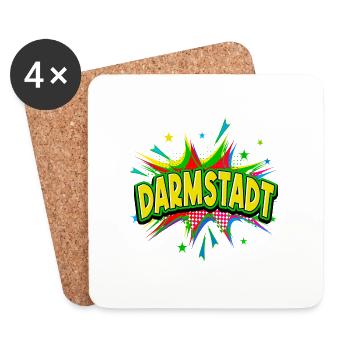 Darmstadt Germany City Pop Art Comic Art - Coasters (set of 4) - white - Front