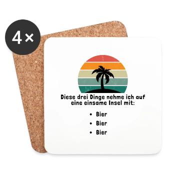 Ces trois choses que j’emmène sur une île déserte - Dessous de verre (lot de 4) - blanc - Devant