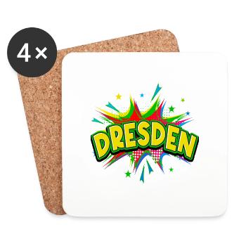 Dresden Germany City Pop Art Comic Art - Coasters (set of 4) - white - Front