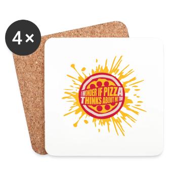 pizza thinks about me - Untersetzer (4er-Set) - Weiß - Vorne