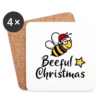 Beeful Christmas Bee Santa Claus - Coasters (set of 4) - white - Front