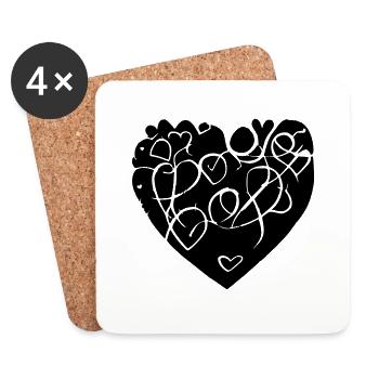 Heart Symbol Love Cute Hearts Pink Drawing Vector - Coasters (set of 4) - white - Front