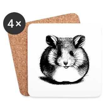 Hamster mignon animal rongeur animaux drôle animal 11 - Dessous de verre (lot de 4) - blanc - Devant