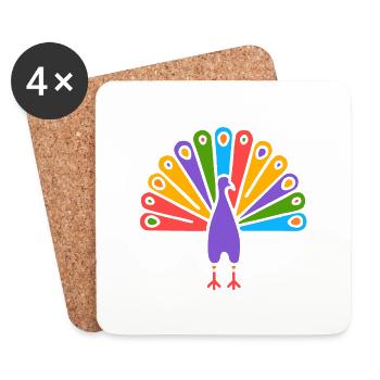 Symbol of an Indian peacock, culture of India - Coasters (set of 4) - white - Front